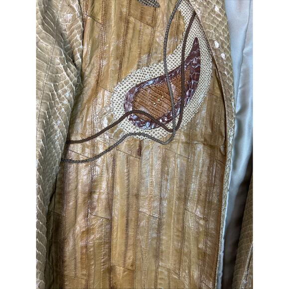 Vintage Womens Genuine Water Snakeskin Jacket Size 8 Tan Brown Made In England - Picture 7 of 15